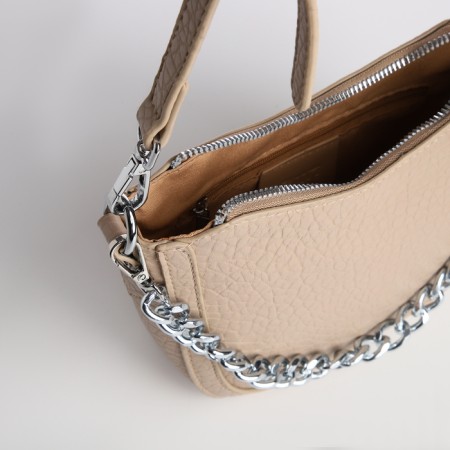 Bag Women's Cross-Bodi with a zipper, beige color-3