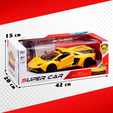 Radio -controlled Lambo machine, 1:12, doors open, works from the battery, yellow color-9