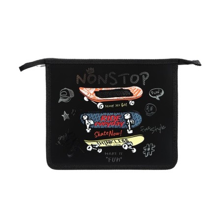 Folder for notebooks A5, 240 x 205 x 40 mm, zipper from above, plastic, PT 73-12 "Skate" (voluminous 3D rusunes with a metallic effect)