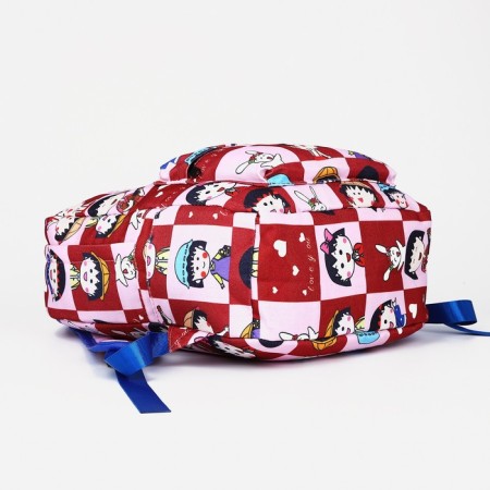 School backpack from textiles with a zipper, 3 pockets. The color is red-2