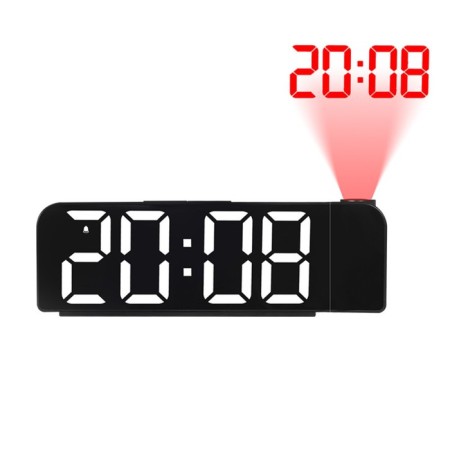 Electronic desktop watches, with an alarm clock, thermometer, projection, white numbers, 19.2x6.5cm