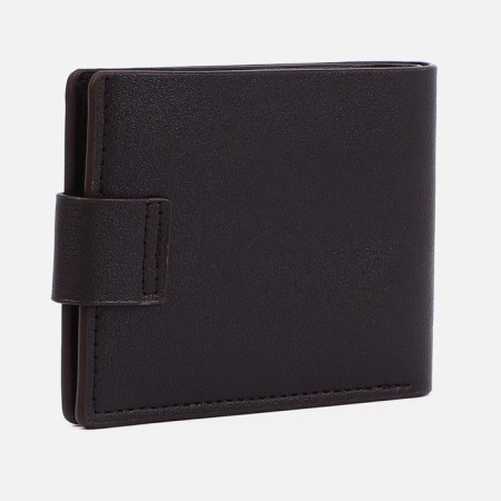 Male purse on a magnet, department for bills, for maps, for coins, dark brown color-1