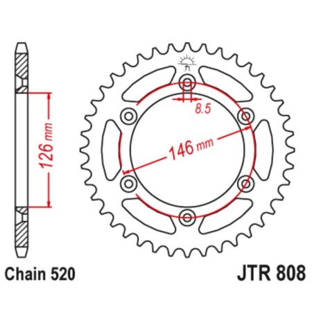 Leading star, JT 808.51Sc with self -cleaning, chain 520, 51 teeth-1