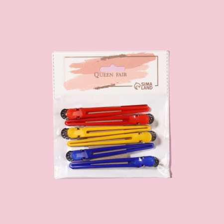 Hair clamps, set - 6 pcs, 10 cm, color mix-4