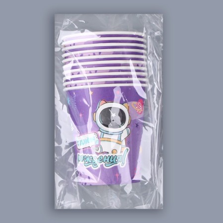 A one -time paper glass "Happy Birthday" space, 250ml-4