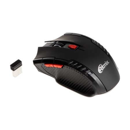 Mouse Ritmix RMW-115, game, wireless, 1600 dpi, USB, black