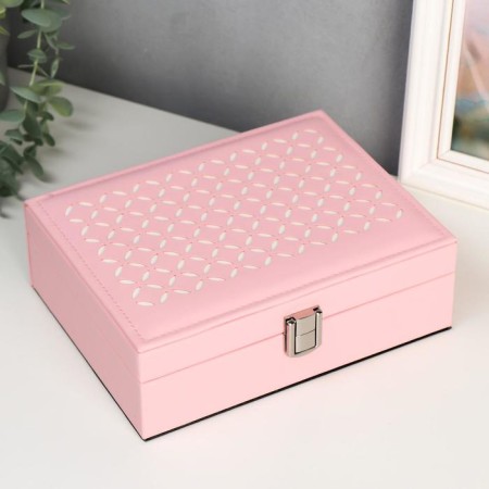 Casket to the leatherette for jewelry "Crosses" Pink 7x24x17.5cm