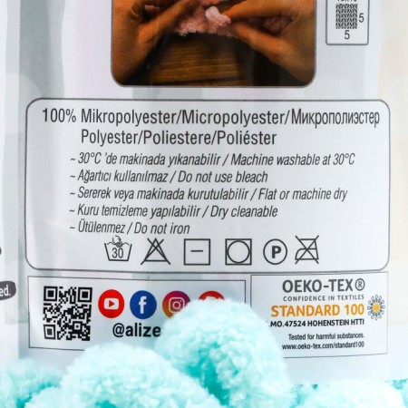 Yarn "Puffy" 100 % micropoliester 9m/100g (19 light turquoise)-3