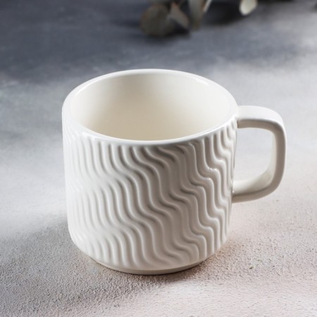 Ceramic "Geometry" white mug, 260 ml, white color-1