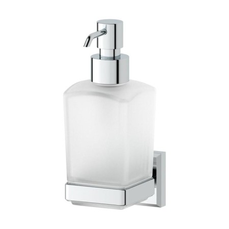Holder with a dispenser of liquid soap, matte glass, chrome