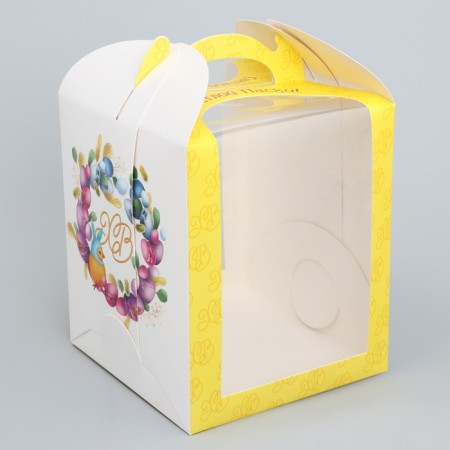 Box for cake, confectionery packaging, Easter, 15 x 15 x 18 cm