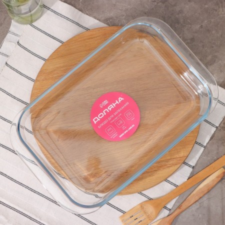 Form for baking and baking of heat -resistant glass rectangular shares, 3 l, 39 × 24 × 6 cm-4