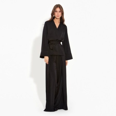 Women's costume (jacket, trousers) minku: Silk pleasure color black, size 46-3