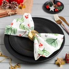 A set of New Year's napkins “Happy New Year” with decorative rings, 40x40 cm - 2 pcs, cotton, sarzha