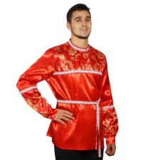 Russian male shirt with a flirt, red color, rr 52-54, height 182 cm