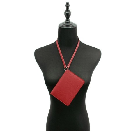 Passport cover, genuine leather, red 14x10x0.5 cm-2
