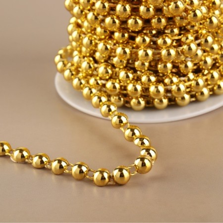 Beads on threads, flat, 6 mm, 9 ± 1 m, gold color-1