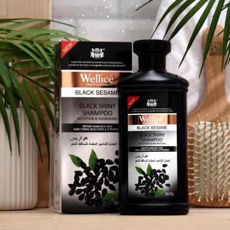 Professional shampoo with black sesame seeds, from hair loss, 400 ml