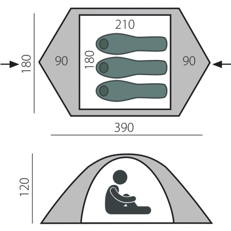 Btrace Vang 3 tent, two-layer, 3-seater, green color-4