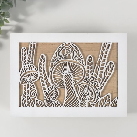 Casket wood 6 divisions "Mushrooms" beige-white 17x24x7 cm-2