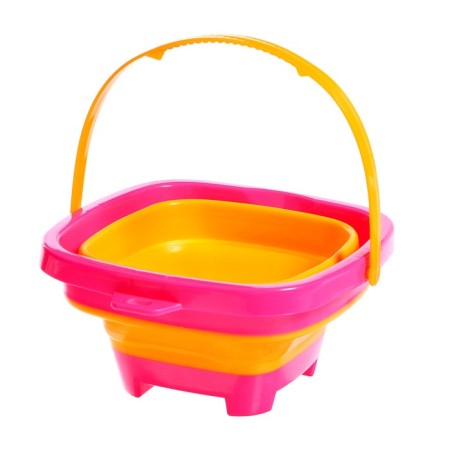 Folding bucket for sandbox, pink color-3