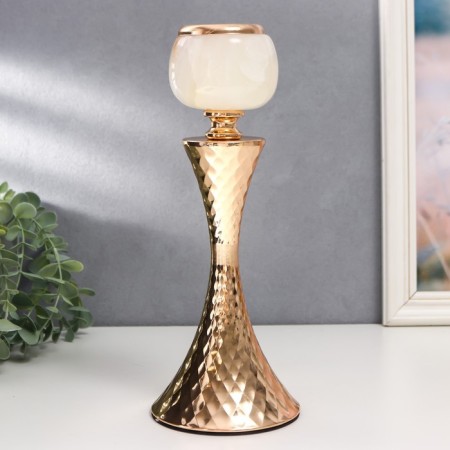 Summary Metal for 1 candle "Embossed geometric pattern" gold 28x11x11 cm-1