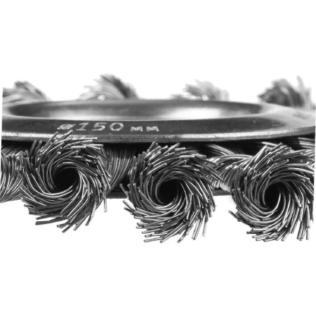 Disc “bison” brush 35190-150_z02, for ushm, steel 0.5 mm, wicker bundles, 22.2x150 mm-1