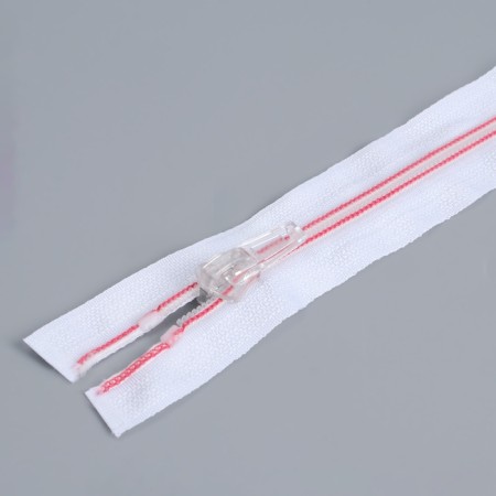 Lightning "Spiral", No. 5, detachable, automatic lock, 50 cm, white/pink color-1