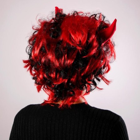 Carnival wig "horns", curly, 80 g-1