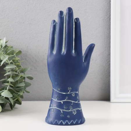 Souvenir Polystone "Hand of Fatima. Flower pattern. Hams" Blue 9.5x6x21 cm-2