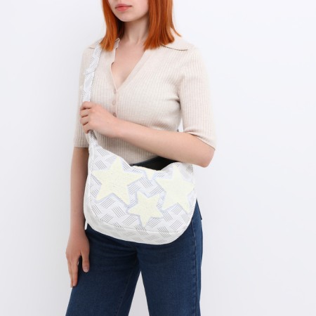 Youth bag with zipper, gray/white color-2