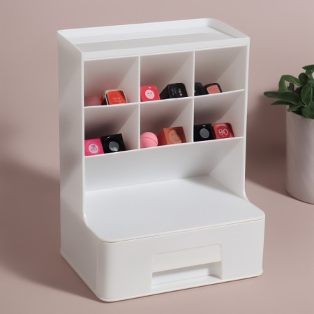 Organizer for storage, 6 sections, 1 box, 24 × 14 × 18 cm, white color-4