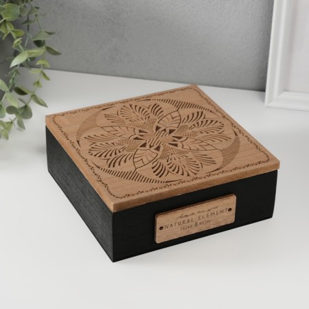 Casket tree with divisions "Mandala. Relax and pleasure" 16.5x16.5x6.5 cm