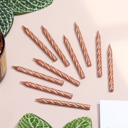 Set of candles for the cake "Spiral", 10 pcs, 6 cm, medium, champagne
