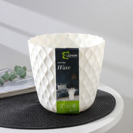 Pot for flowers with a pallet "Wave", 2.5 l, d = 17.5 cm, snow -white color-5