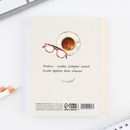 Diary "Teacher No. 1", A6 format, 120 sheets, soft cover.-4