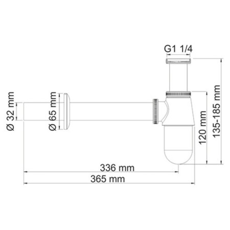 Siphon for the sink Wasserkraft a071, 1 1/4 "x 32 mm, brass/stainless steel, chrome-1