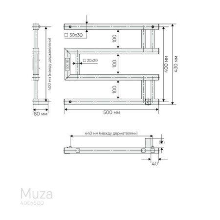 Electric towel Indigo Muza, 400x500 mm, timer, hidden installation, black-3