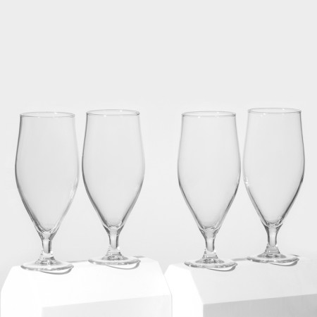 A set of glass glasses for beer “TIME TIME. Beer tulip ", 620 ml, 4 pcs