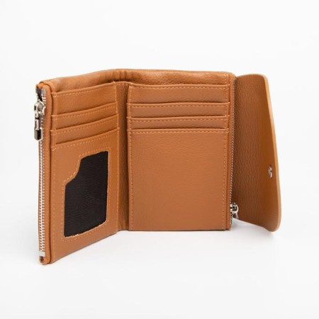 Women's wallet on the button, brown color-2