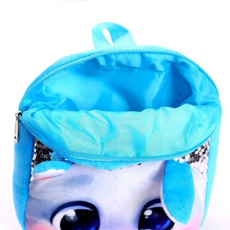 Baby plush backpack for the girl "Bunny White" with sequins, 26 × 24 cm, for the New Year-5