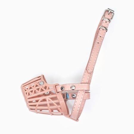 Plastic muzzle No. 1 with a collar of eco leather OM 11 cm DN 5 cm Osh 31-42 cm-2
