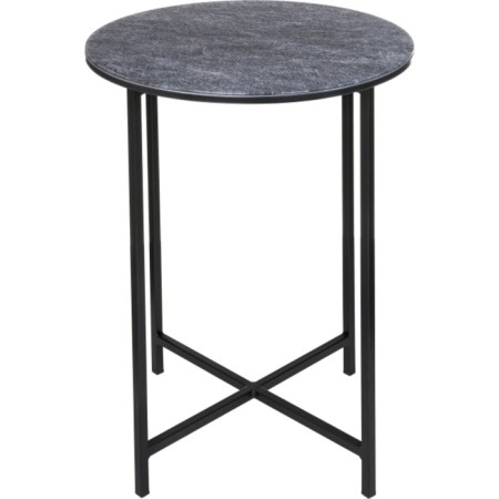 Coffee table Volopas metal, gray marble/black 48x48x60 cm-1