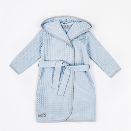 Халат детский с капюшоном Amarobaby Waffle, рост 134-140 см, цвет голубой-7