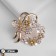 Brooch "Pearl Wreath" with a bow, brown color in gold