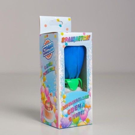 Candle for cake musical "Tulip", spinning, blue, 14.5 × 6 cm-10