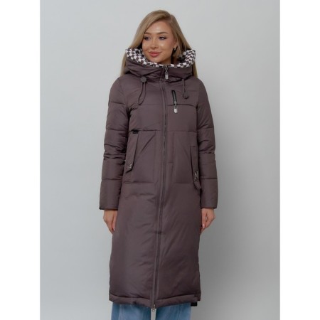 Coat insulated female, size 42, dark brown color-9