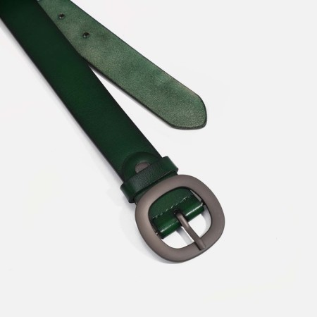 Women's belt, width 2.5 cm, screw, buckle metal, green color-1