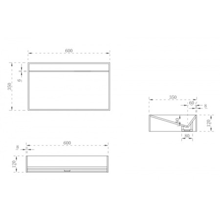 ABBER STEIN AS2623 sink, invoice, 600x350x120 mm, artificial stone, white-3