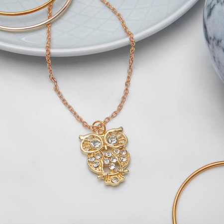Owl of Owl Open -Wrike, white color in gold, 45 cm